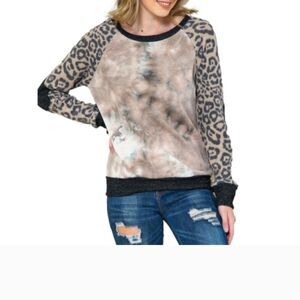 Leopard Tie-Dye Sweatshirt Size Small Together Clothing